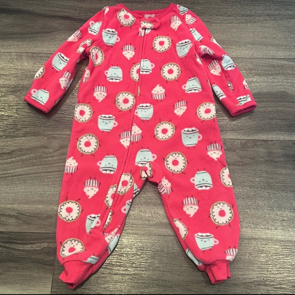 CARTER'S BABY GIRL FLEECE SLEEP AND PLAY SIZE 18 MONTHS DONUTS CUPCAKES COFFEE